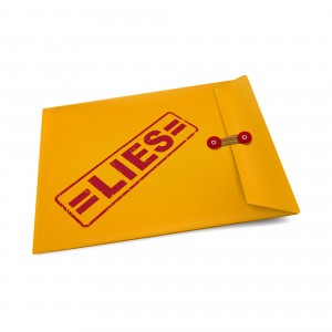 lies stamp on manila envelope