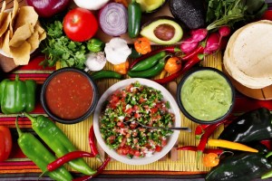 salsa, peppers, tortillas, and other traditional mexican foods