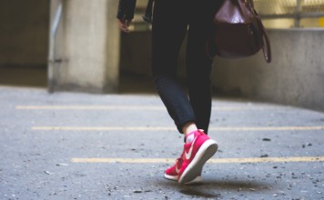 walking in red shoes