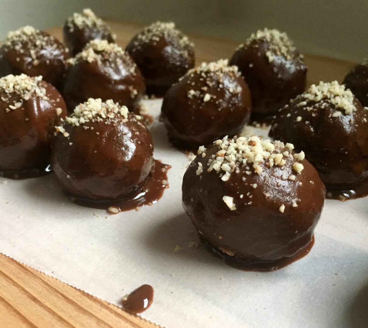 Chocolate truffles with nuts