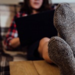 woman lounging on couch