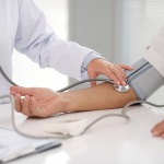 Stethoscope checking blood pressure