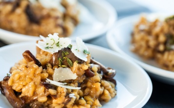 Gourmet Plant-Based Risotto with Porcini Mushrooms and Asparagus