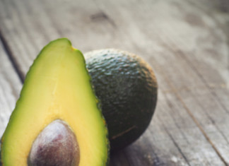 fresh avocado and baby spinach