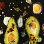 vibrant avacado and eggs with spoons of spices