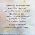 a poem about the best six doctors being sunshine, water, rest, air, exercise, and diet.