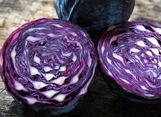Red Cabbage Microgreens: A Superfood Discovery! split purple cabbage on tree rings